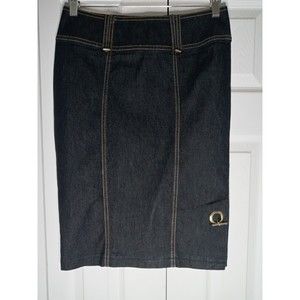 BISOU BISOU Denim Dark Wash Blue Jean Pencil Skirt, Size 4